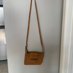 Tan suede crossbody bag